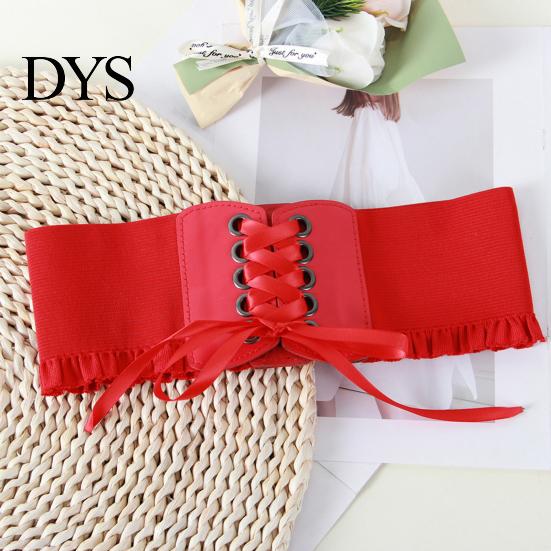 Women Wide Belt Corset Waist for Lace Up Tied Waspie Trendy Elastic Dresses Halloween Pirate Costume Accessory Retro Design