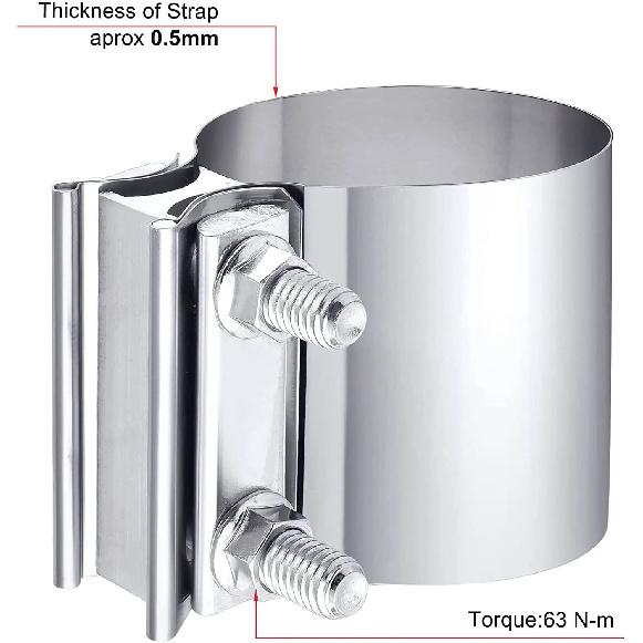 4/8pcs 3 Inch Butt Joint Exhaust Band Clamp Muffler Sleeve Coupler Stainless Steel