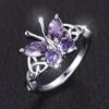 Huitan Romantic Purple Butterfly Rings for Women Charming Purple Cubic Zirconia Aesthetic Female Rings Party Fashion Jewelry
