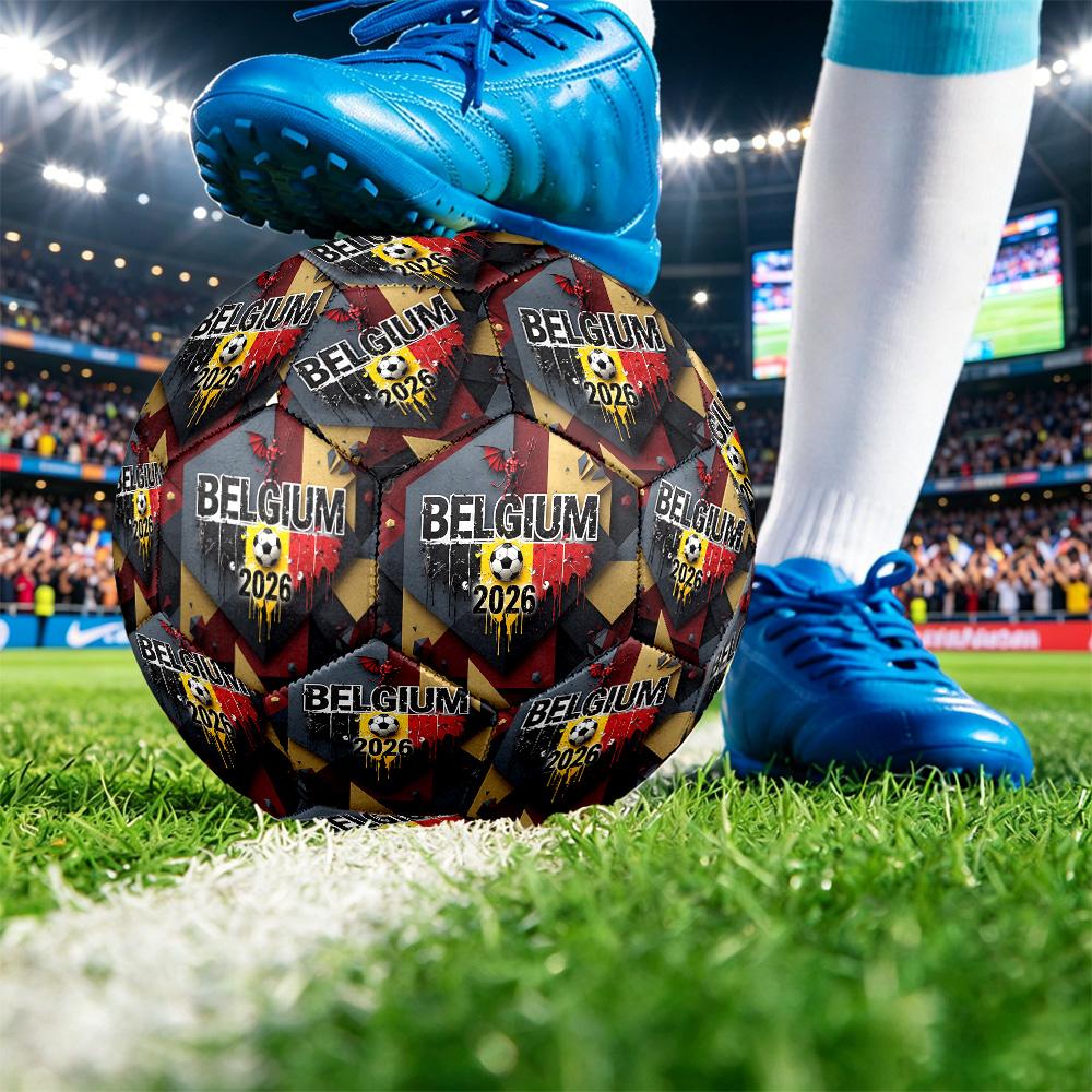 Pallone da Calcio Stampato Belgio Taglia 5 Resistente all'Usura Standard per Allenamento Adulti Regalo per Fan per Partite Sportive Indoor Outdoor