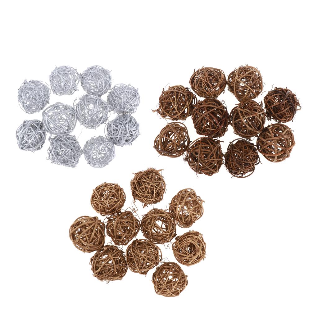 10 Pack Natural Rattan Balls in 3 Colors for DIY Crafts And Decorations