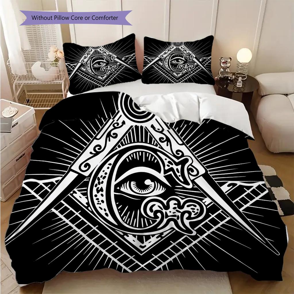 New World Order Illuminati bedding, duvet cover, pillowcase, home decoration, birthday gift (1 * duvet cover+2 * pillowcase, coreless)