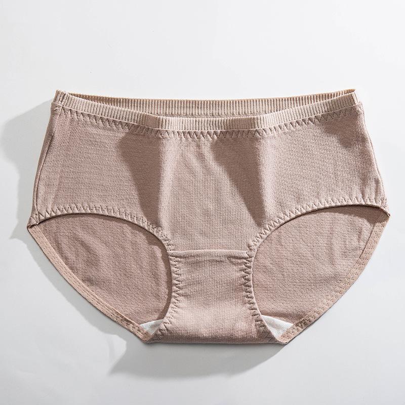 Women's mid-rise breathable cotton antibacterial gusset comfortable plain colour briefs
