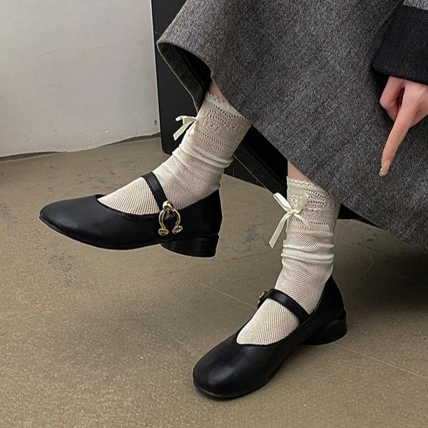 French Xiaoxiangfeng Mary Jane Shoes Women's 2025 Spring New Thick Heel Square Head Miss Premium Princess Shoes