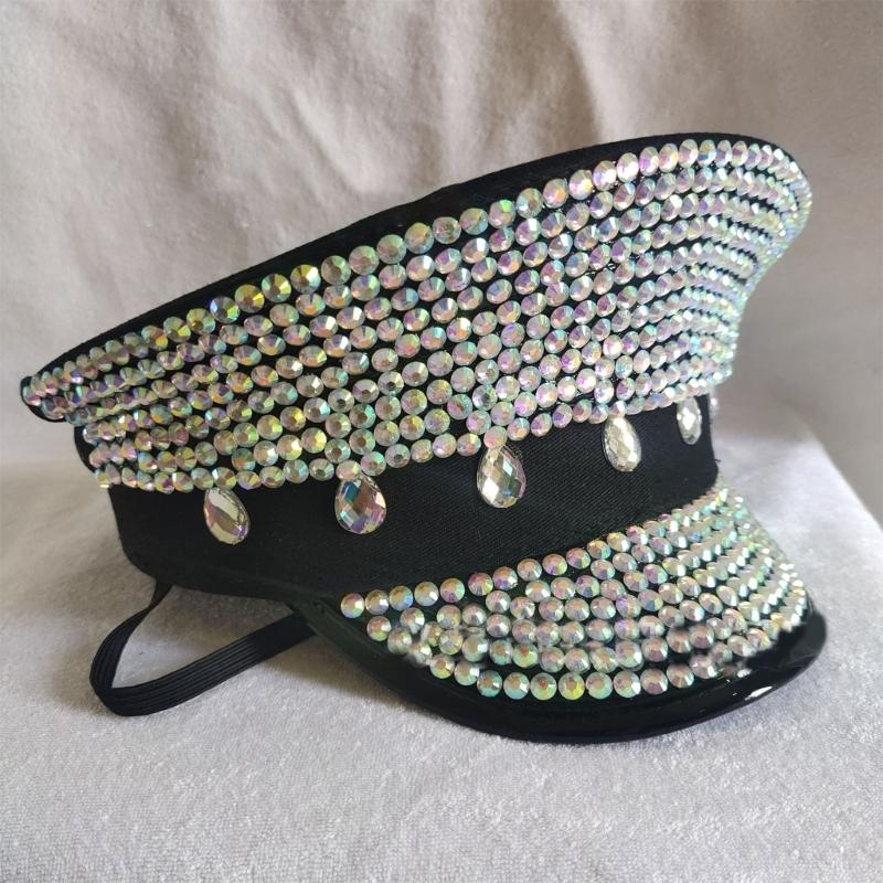 Bridal Hat Captain Hat with Crystals Sailor Hat for Wedding Girl Officer Hat for Wedding Bachelorette Party