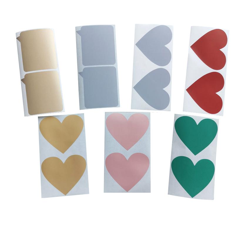 50 Pcs/pack Heart Shape Scrapbooking Labels Scratch Off Sticker DIY Products Paper Stationery Seal Sticker
