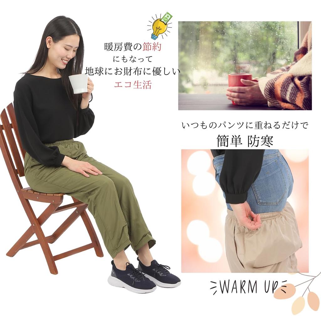 Shaka Long Pants for Winter One-Dybell Pants, Women's, Warm, Water-Repellent, Fleece-Lined (L, Black)