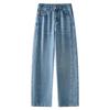 Women's Blue High-Waist Loose Slimming Straight-Leg Jeans - Spring 2025 Fashion