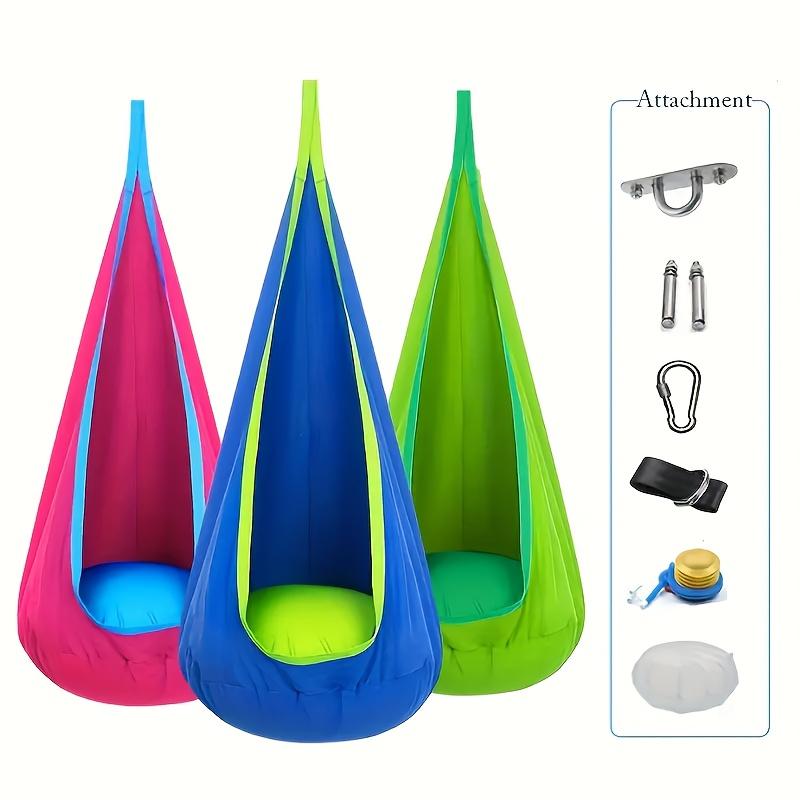 Swing Seat - Indoor/Outdoor Hanging Hammock Chair with Inflatable Pillow & Pocket - Hanging Hammock Chair with Inflatable Pillow