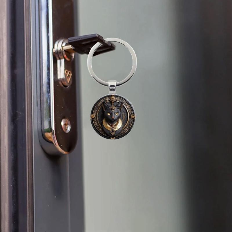 Egyptian Inspire Black Cats Keychain Alloy Artisanal Designs for Daily Carry