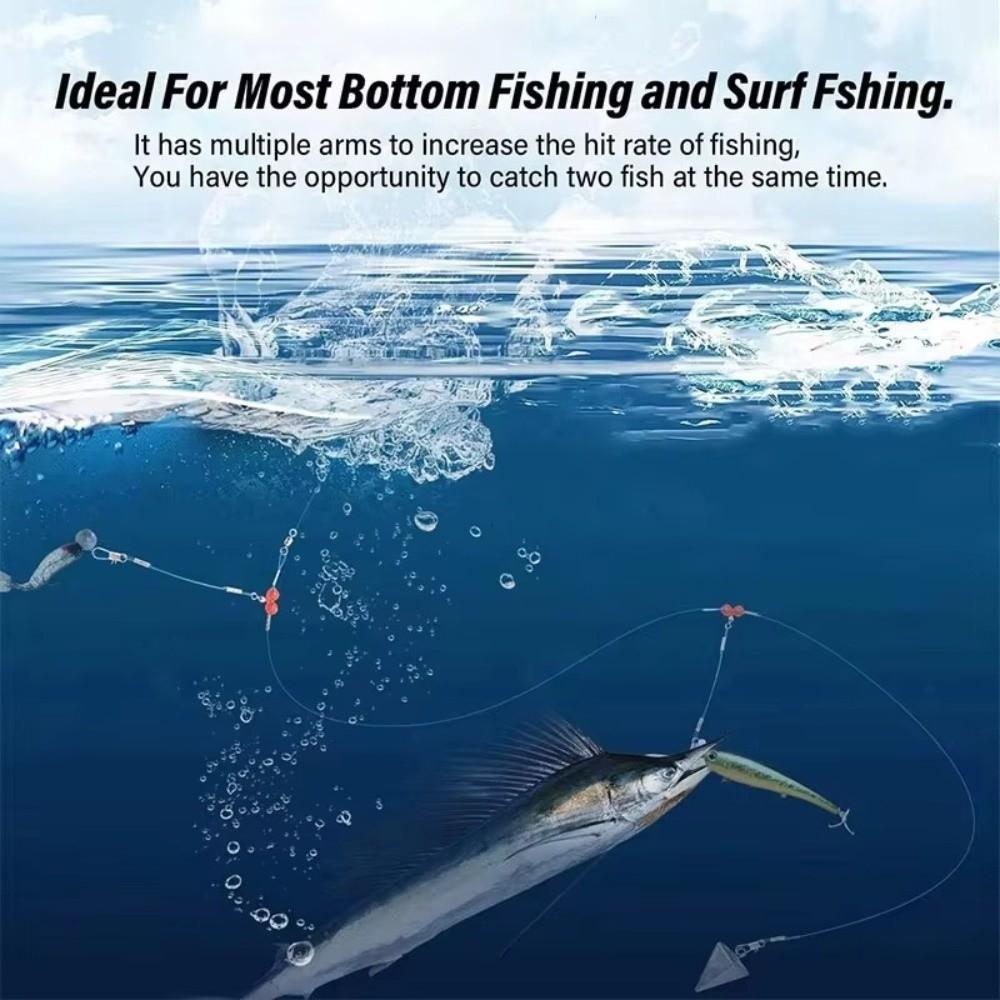 6pcs Stainless Steel Fishing Leader Rigs Fishing Wire Fishing Rigs with Snap Perch
