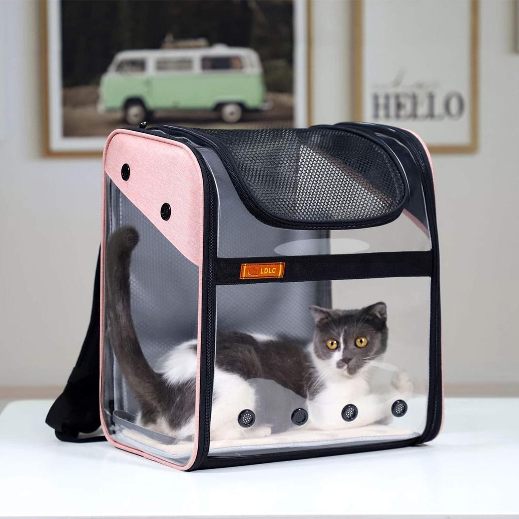 Dog and Cat Carrier Bag Backpack Pet Cage Pet Carrier Pet Bag Capsule Type for Small and Medium Pets Outdoor Travel Dog and Cat Foldable (Pink)