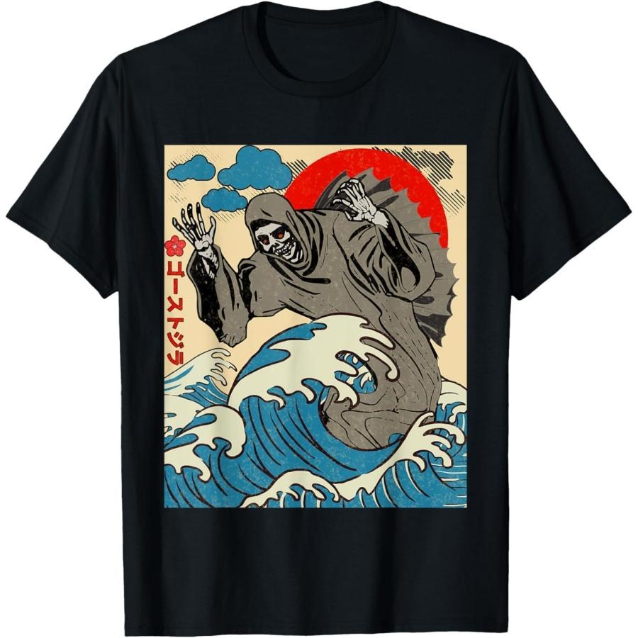 NeotoBatAO Japanese Art Ghostzilla Funny Ghost Gifts for Men Women Kid T-Shirt S