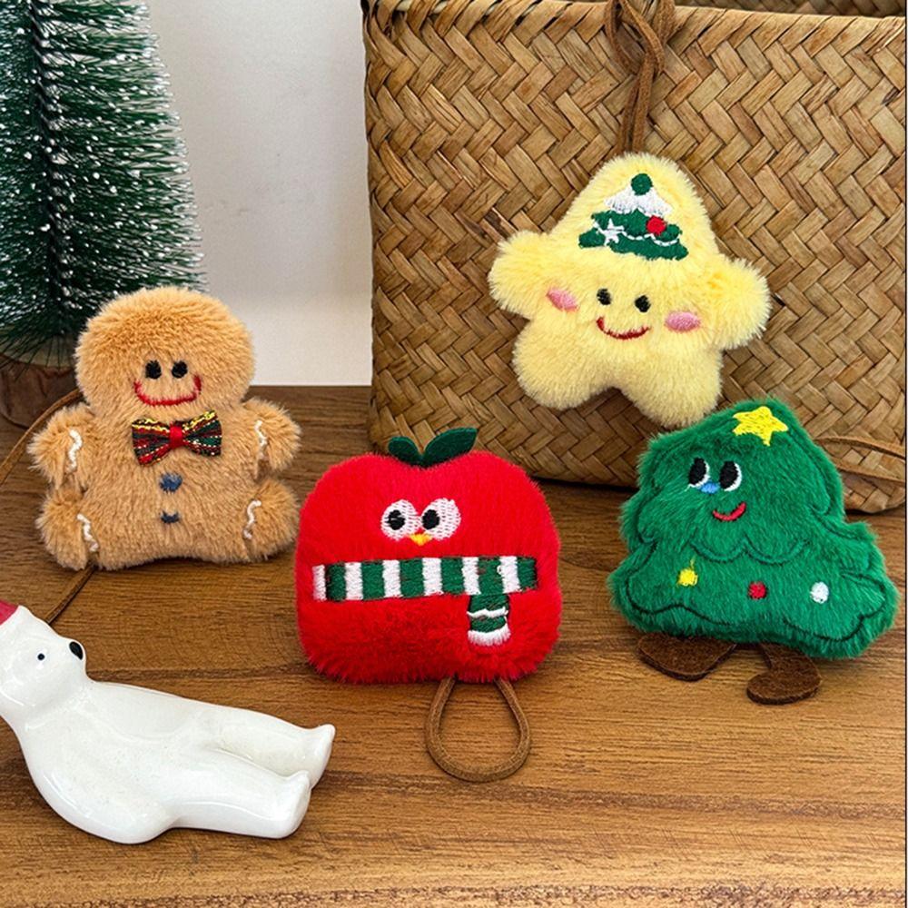 4PCS Anti-Lost Design Plush Keychain Unisex Style Santa Claus Pendant Holiday Decor