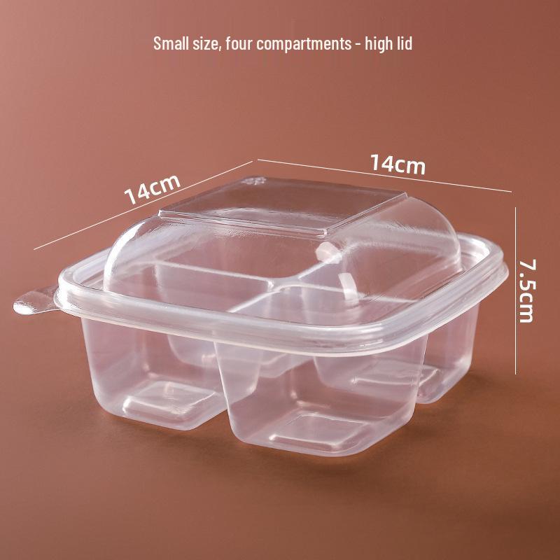Round Transparent Disposable Fruit Box with Dividers and Lid for Fresh Slices and Salad Platter.