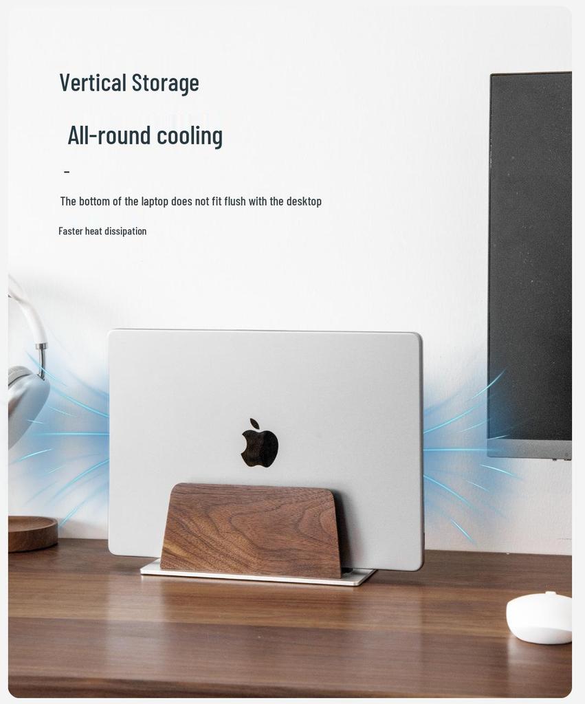 Adjustable Vertical Laptop Stand, Desktop Computer Holder, MacBook Upright Storage Rack, Metal