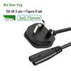 Certified Pure Copper Figure-8 Power Cord for Monitors & Shavers - 2-Core, Two-Pin Plug