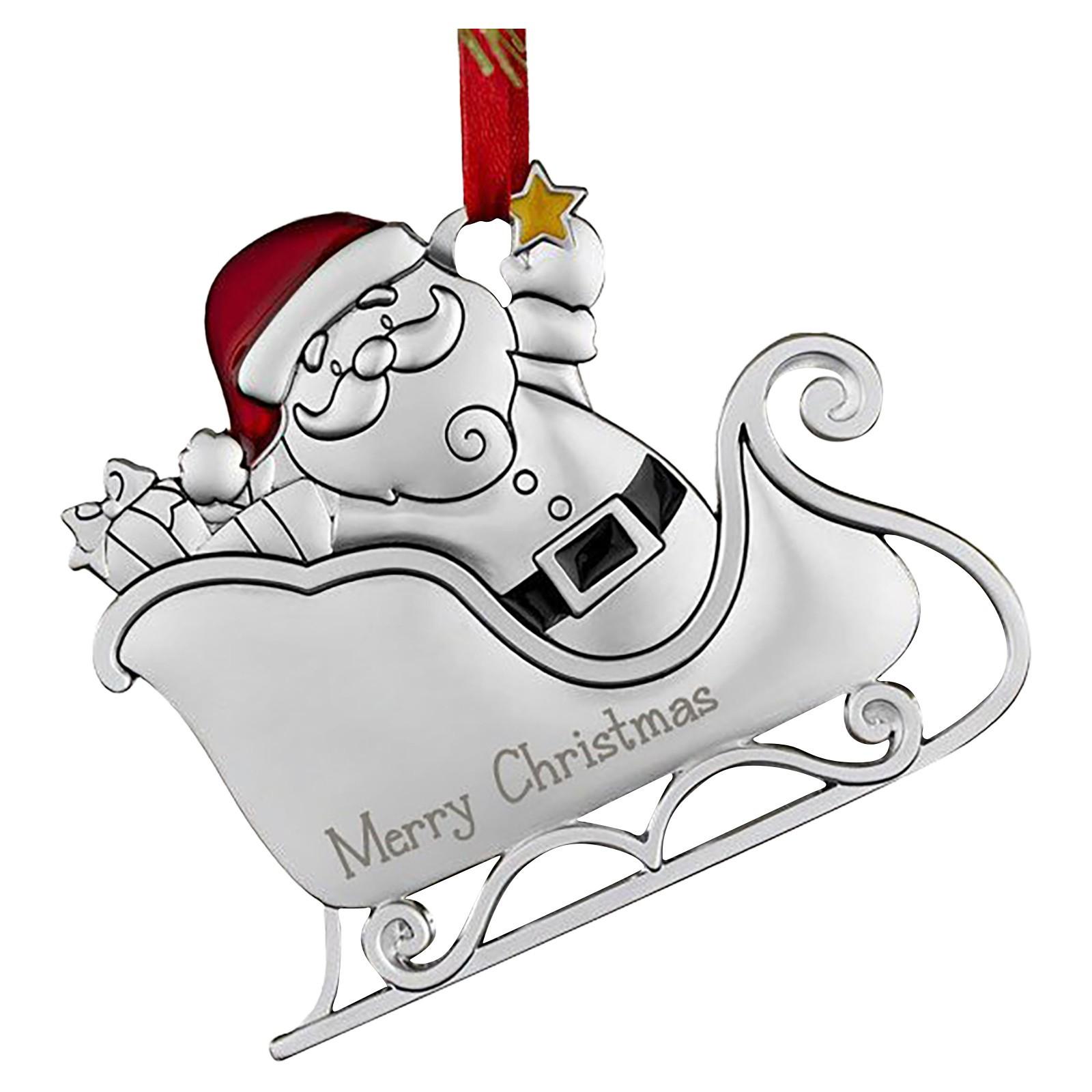 Christmas Santa Metal Pendant  Snowman Metal Pendant Christmas Tree Pendant серебряный