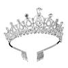 Wedding Full Glittering Diamond Hollow Crown Sparkly Rhinestones Hair Adjustable Tiara for Birthday Party Adult Ceremony