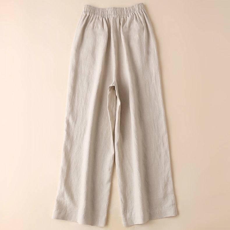 Women Pants Summer Cotton and Linen Wide Leg Pants Casual Pants Female Solid Loose High Waist Straight Trousers