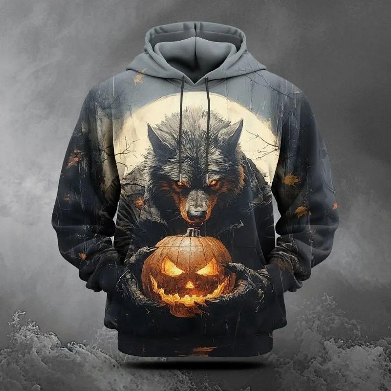 Men's Vintage Wolf Graphic Hoodies 3D Animal Print Sweatshirts Autumn/Winter Men Women Outdoor Pullover Loose Y2k Tracksuit Coat