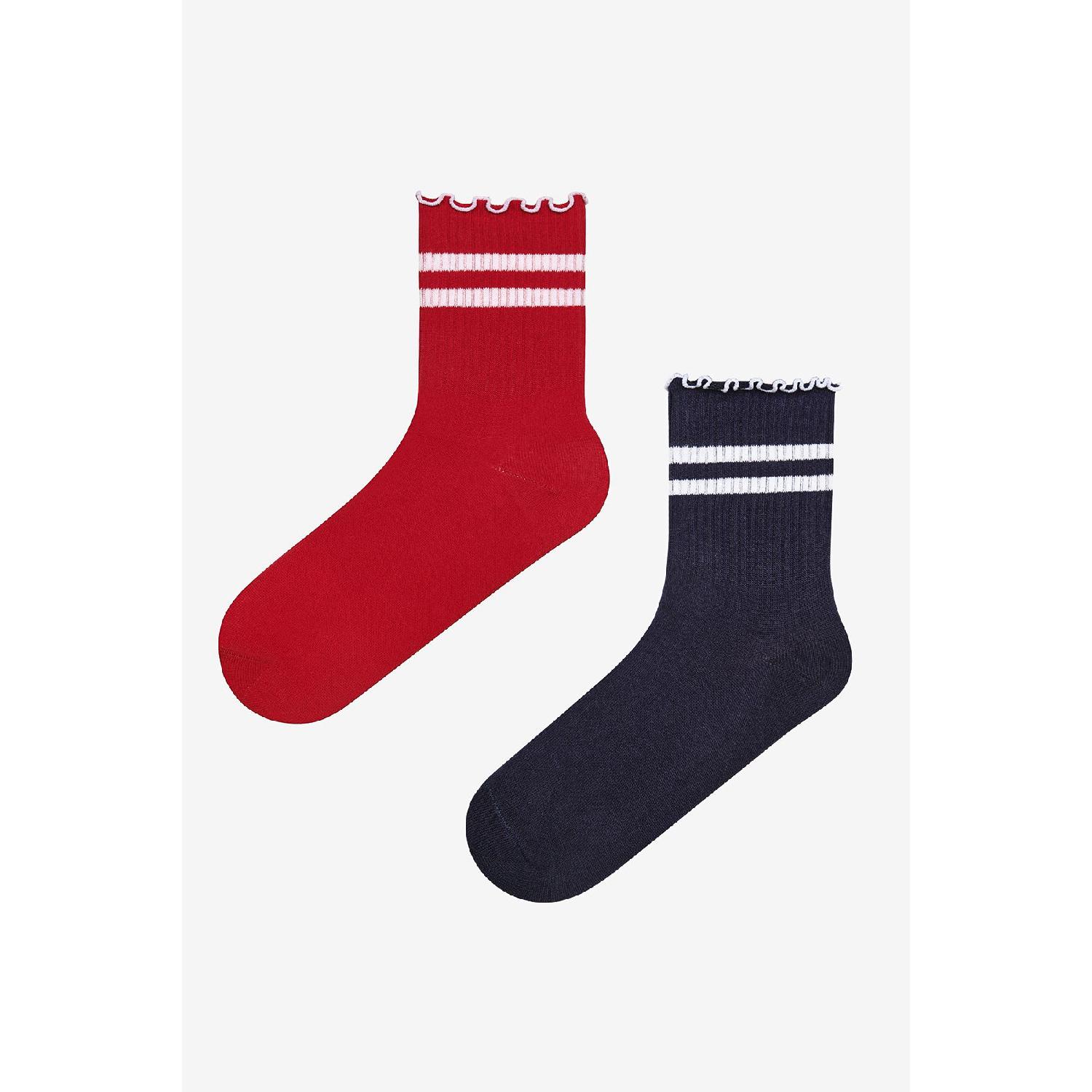 

Frill Strip 2 Red Navy Blue Socket Socks червоний