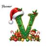 Holiday Tree Hanging Decor Personalized 26 Alphabet Christmas Ornament with Santa Hat Elf Design, Acrylic Cute Pendant for Mantel And Party