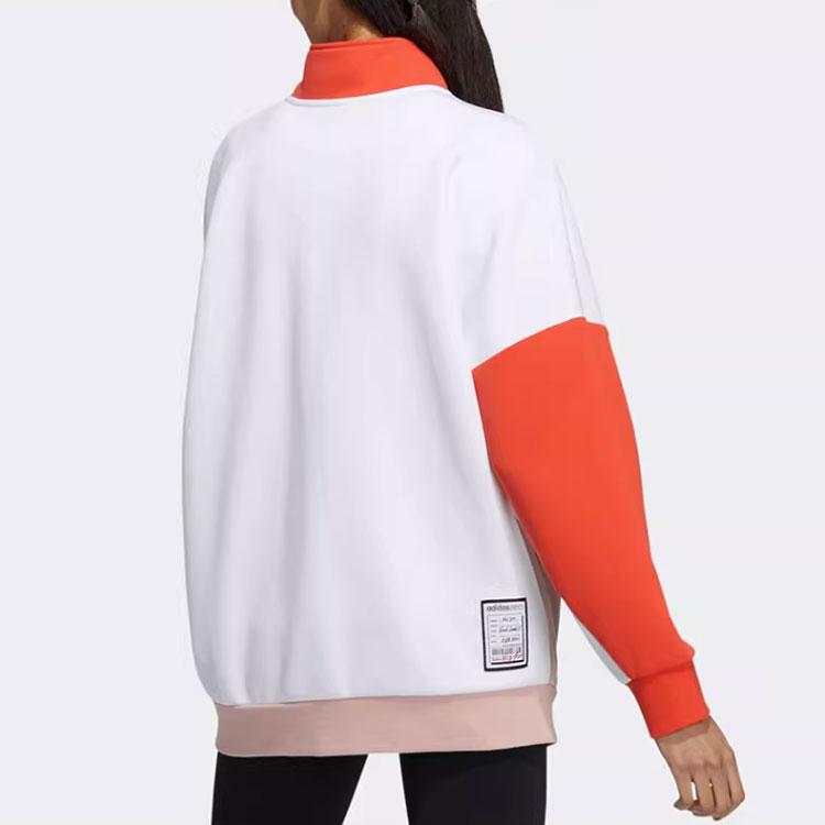 Adidas Neo Color Block Letter Print Half Zip Design Pullover American Sweatshirt Women sweatshirt GU0844