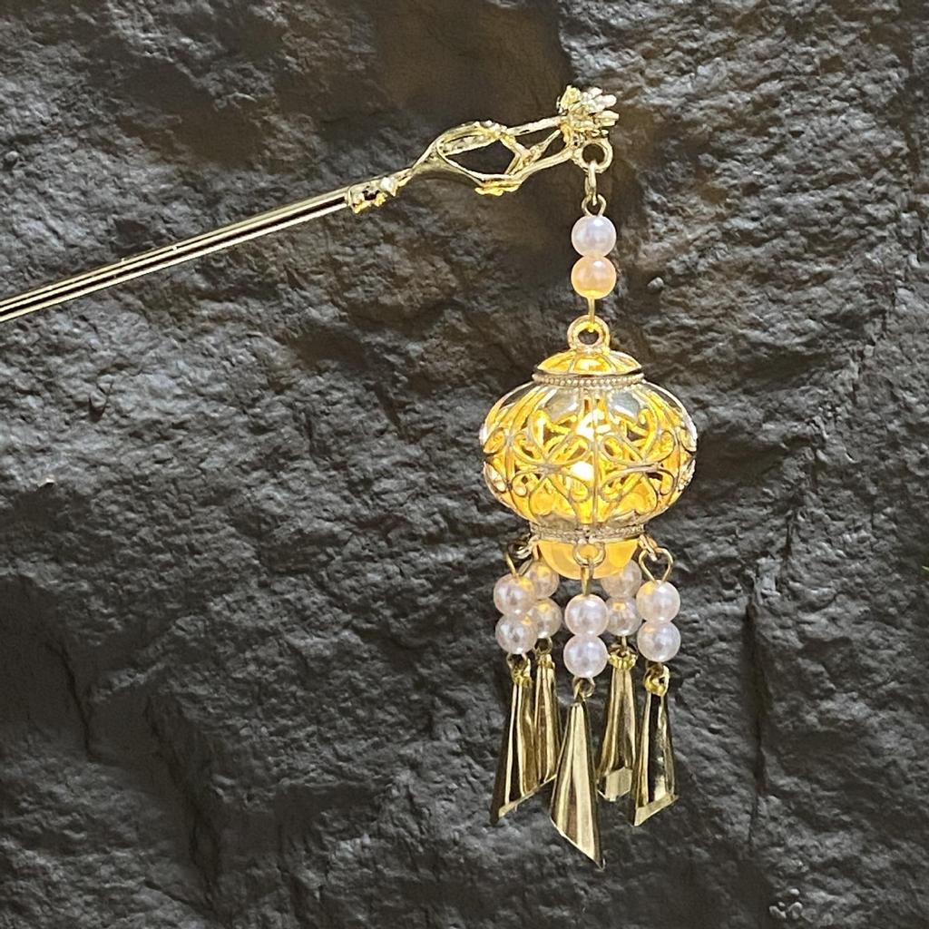 Fermacapelli Lanterna Luminosa di Alta Gamma per Gonne Hanfu - Popolare Accessorio Stile Paesaggistico