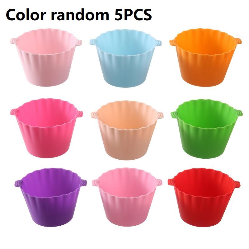 

5 шт. Силиконовая форма для выпечки кексов и маффинов, круглая, с двумя ручками, пищевой контейнер, инструмент для украшения тортов своими руками, коробка для хранения белый