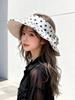 Japanischer Stil Polka Dot Leinen Breiter Rand Sonnenhut Damen UV-Schutz Faltbar Leere Oberseite Gesichtsschutz Kappe Outdoor Sommer Sonnenschutz