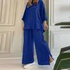 Women's Two-piece Long-sleeved Shirt Solid Color Pants Wide-leg Suit