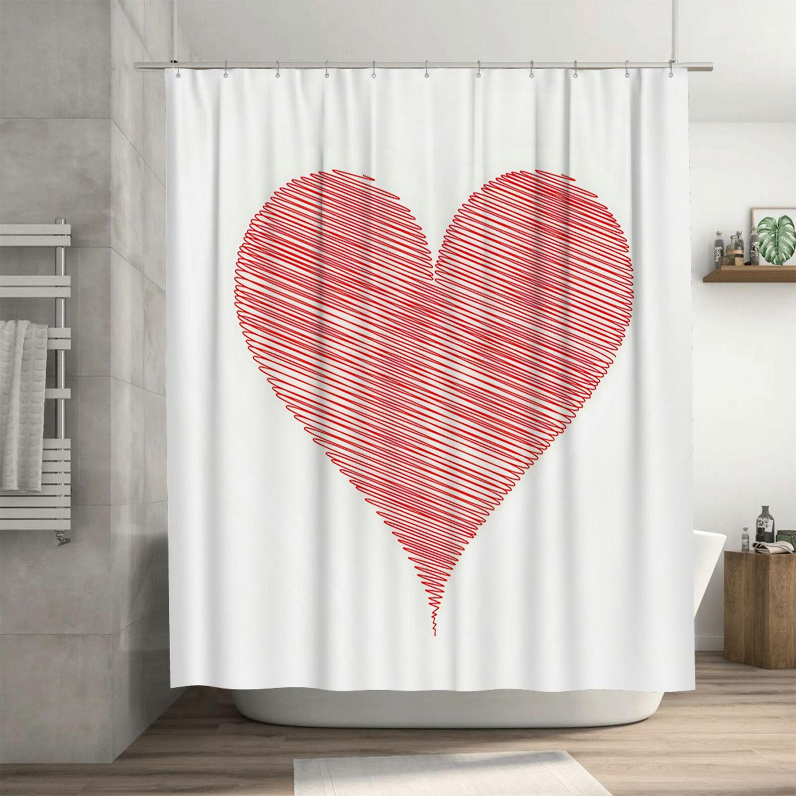 

Hand-Drawn Red Heart Shower Curtain - Waterproof, Mildew-Resistant, Machine Washable For Romantic Bathroom Decorns W60H190(CM)-1 Pcs