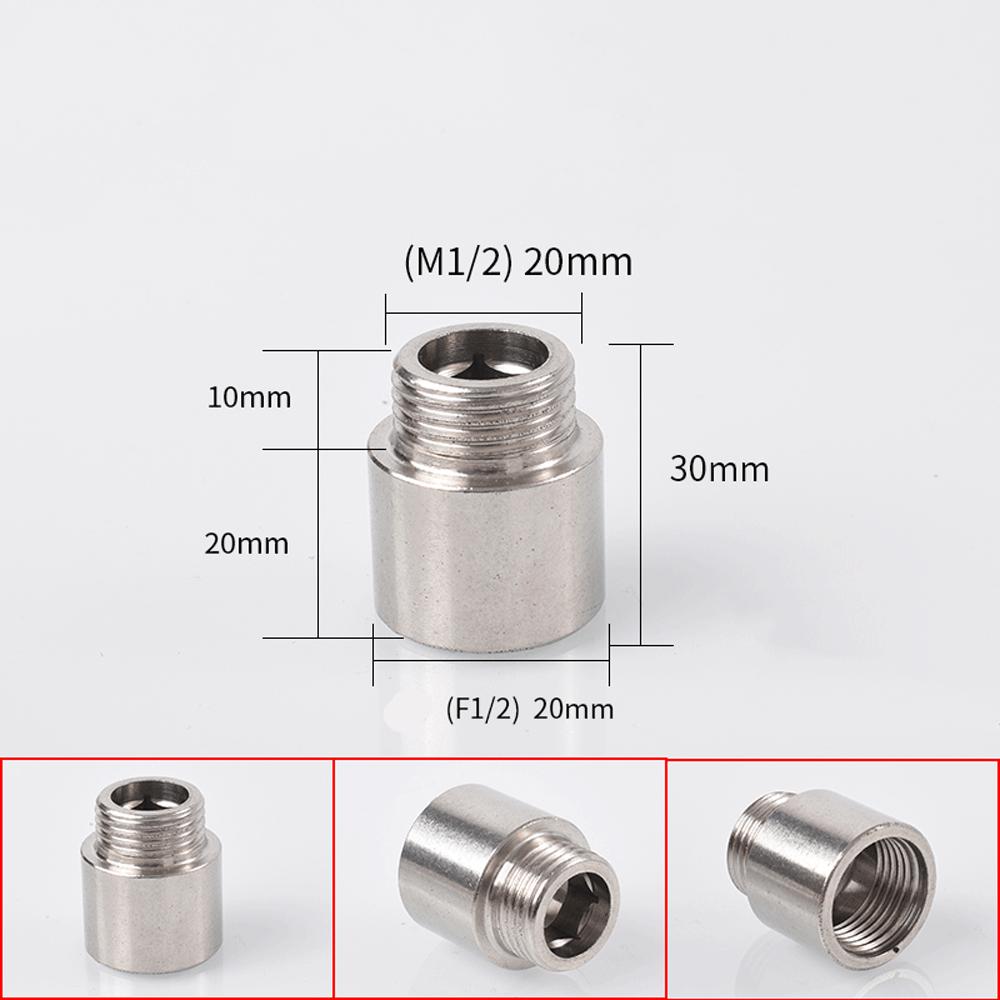 Brass 1/2 " Female To Male Stainless Steel Thickened Extension Joint Lengthened Hexagonal Extension Direct Chrome Plating Brass