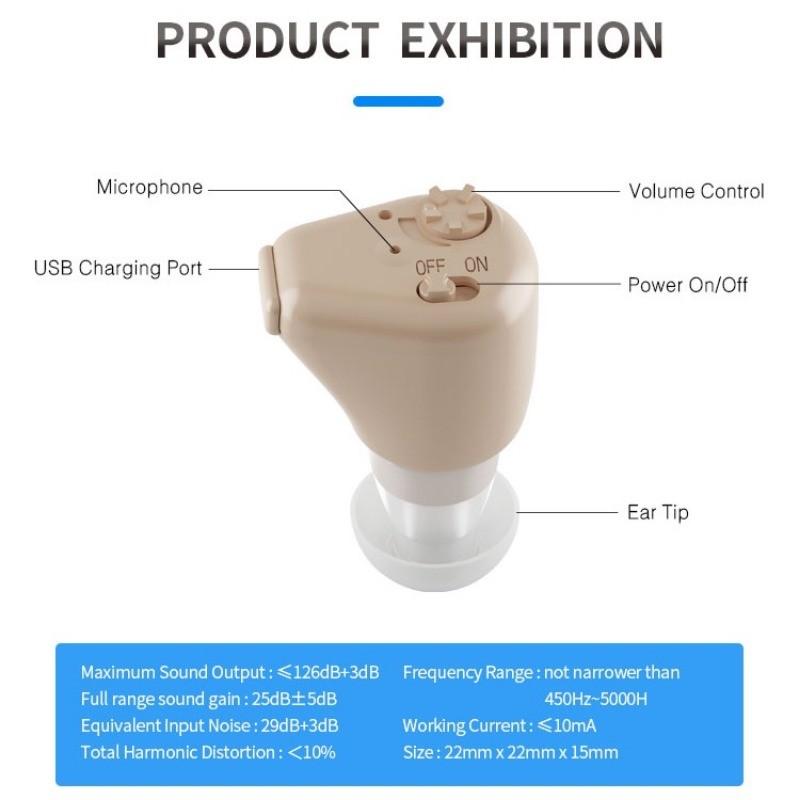 Mini Rechargeable ITE Hearing Aid Invisible High Quality Hearing Amplifier Professional Sound Voice Enhancer