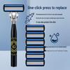 Men's 6-Blade Manual Razor with Universal Stainless Steel, Six-Layer Anti-Scratch Blade Holder