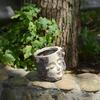 Handmade Girl Face Stump Planter 5" Resin Head Tree Stump Flower Vase with Drainage Hole for Outdoor Garden Patio Desk Decor