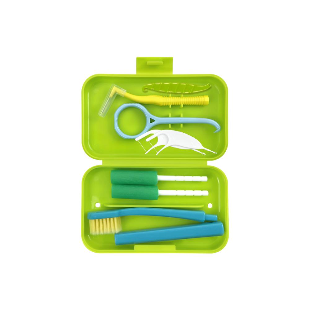 Neue Dentalreinigungs-Pflegesets Faltbare Zahnbürste Interdentalbürste Zungenschaber Aligner Kaugummis Halterentferner Zahnseide