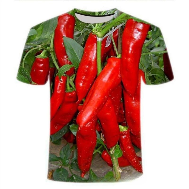 3D Digital Printed T-shirt with Vegetable Pattern Loose Round Neck Short Sleeved Men's T-shirt