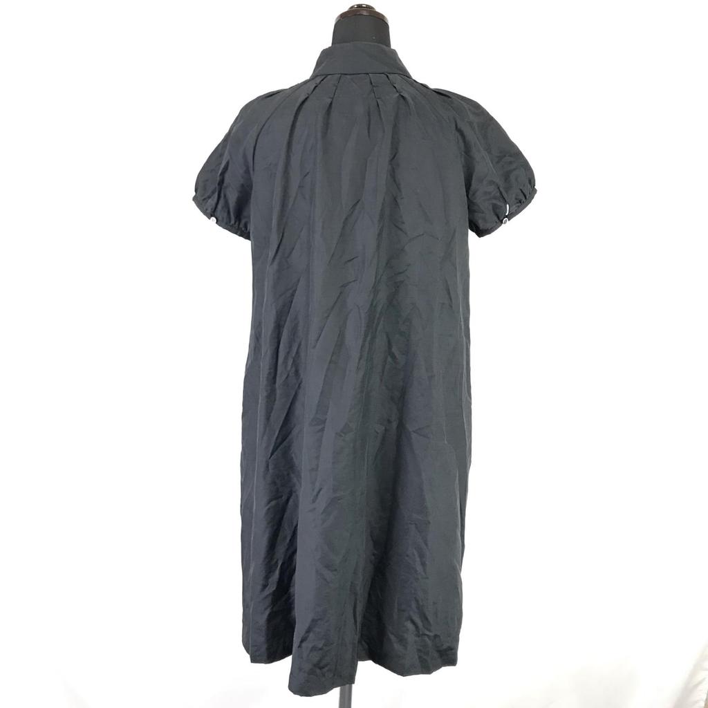 Made In Japan NATURAL BEAUTY Short Sleeve Button Dress 38 M Women Knee-Length Black(USED)