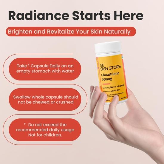 The Skin Story Glutathione Tablets for Skin Brightening & Whitening | Hyperpigmentation Treatment | Anti-Aging & Elasticity Boost| 600mg
