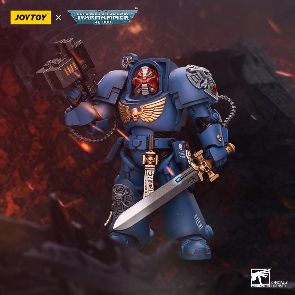 JoyToy Warhammer 40k: Ultramarine Terminator Sergeant with Power Sword and Teleport Home 1:18 Scale Action Figure