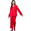 Women's 7A Antibacterial Pure Cotton Loose Fit Pajamas [Qiji Red] Wedding Red Couple Long Sleeve Cardigan Homewear Set