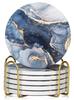 HUACHENG Stylish Set of 6 Ceramic Coasters with Marble Pattern, Heat-Resistant, Protective Cork Backing, MugTea PadCup Mat, Water-Absorbent,