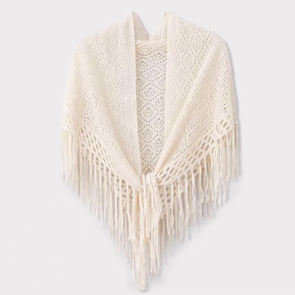 Cloak Knitted Triangle Scarf Cape Fart Curtain Simple Hollow Out Scarves Clothes Decoration