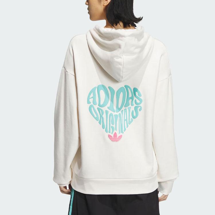 Adidas Originals SS24 V-Day Letter Print Sport Hoodie Unisex Tops Pink White JE3474