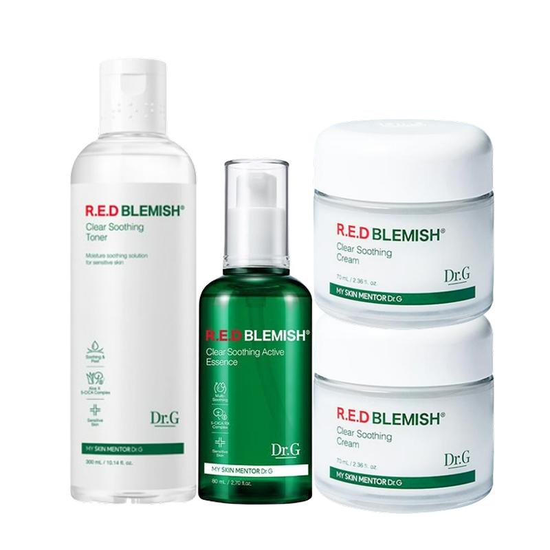 

Dr.G Red Blemish Clear 3-Step Soothing Set (Toner 300ml + Active Essence 80ml + Cream 100ml) Calming & Barrier Care