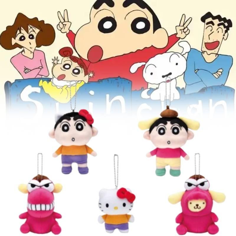 Pompompurin Crayon Sanrio Shin Chan Plush Keychain Pendant Toy Decoration Doll