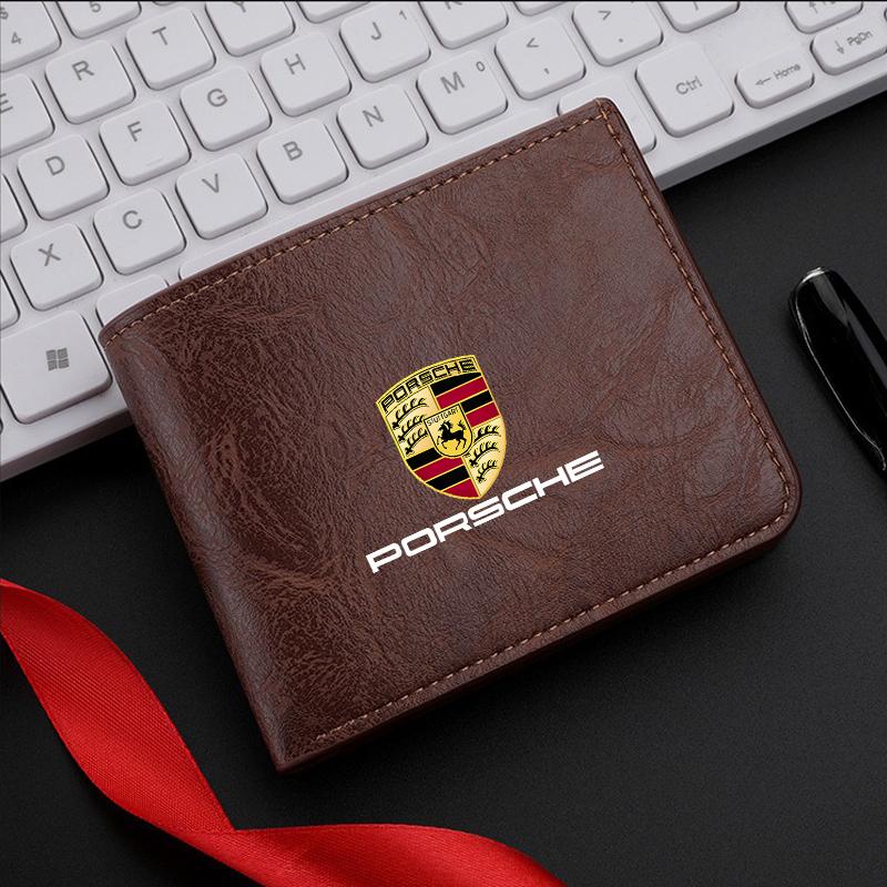 New Leather Car Purses Driver License Credit Card Wallet Money Bag For Porsche Cayenne Panamera Macan 911 718 Taycan Boxster 918