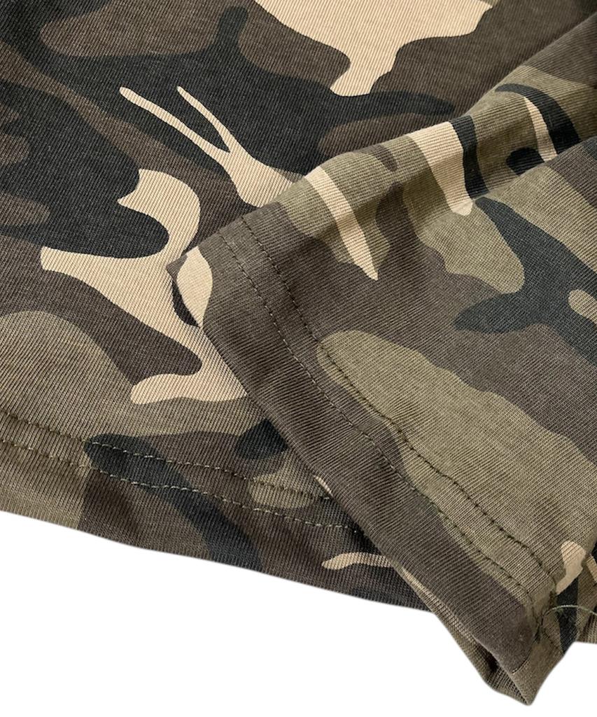 Camouflage 8 Henley Neck Hoodie ((Beige))